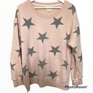Sundry 1 star print pink crewneck sweatshirt boyfriend fit Small